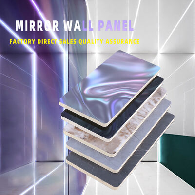 جودة  Indoor Wall Decoration PVC Mirror Bamboo Fiber Wall Board 2.44m 2.6m 2.8m مصنع