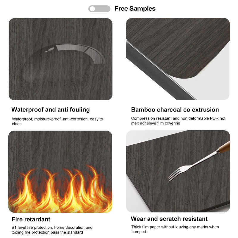5 ملم خشب الحبوب لوحة الحائط PVC مرنة الخيزران الفحم الزخرفي لوحة الحائط