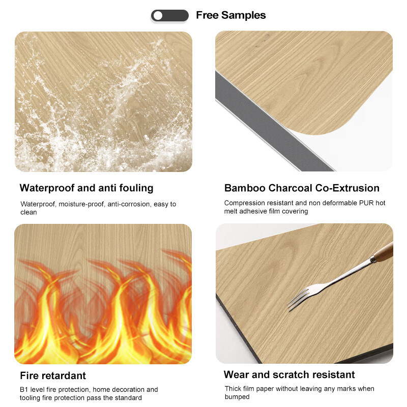 مقاومة للرطوبة الخيزران الفحم الحائط لوحة خشبية للزخرفة الفاخرة الحديثة