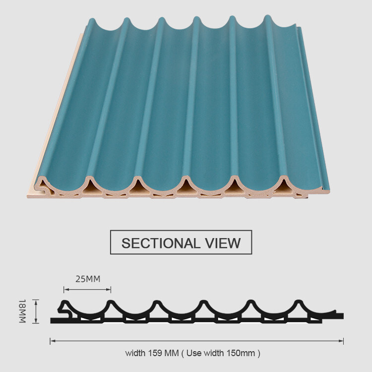 ديكور 3D WPC خشبي سقف خارجي 15mm لوحة مصبغة مستديرة