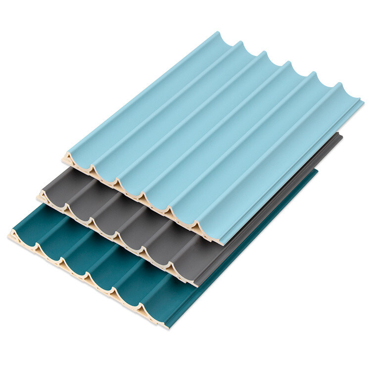 ديكور 3D WPC خشبي سقف خارجي 15mm لوحة مصبغة مستديرة