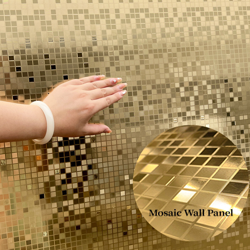 منتج جديد عالي الجودة الفسيفساء المعدنية الذهبية الخيزران الفحم الخشبية المضغوطة معًا