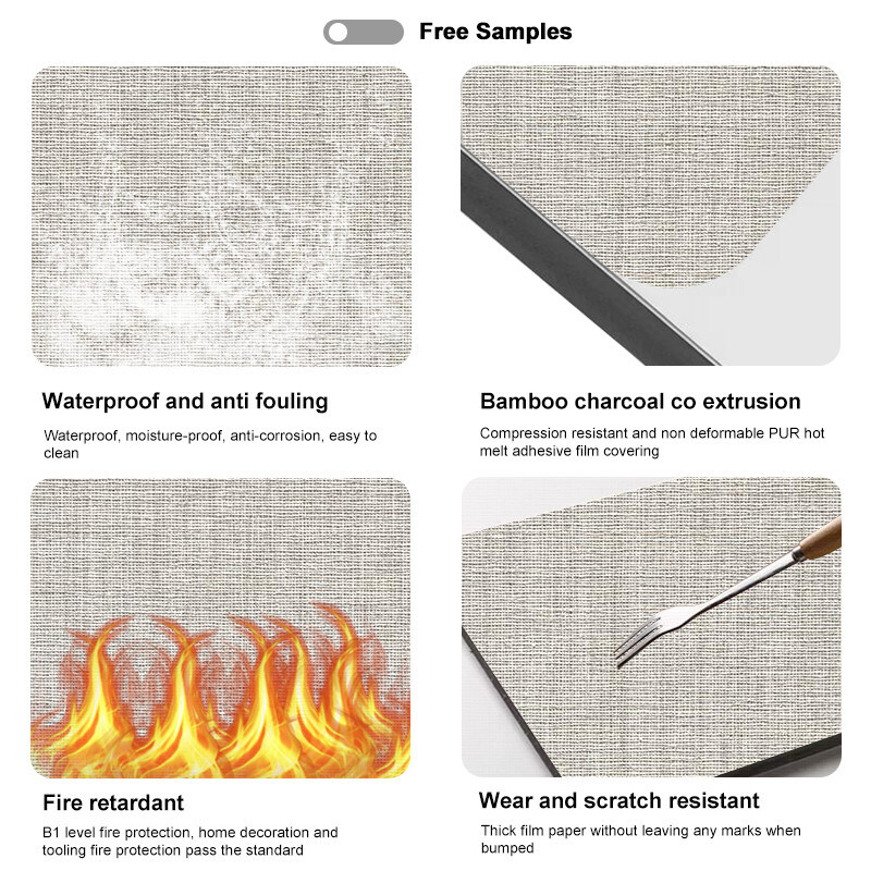 PVC الخيزران الفحم الخشب الفنير الداخلية الزخرفية الخشب لوحة الحائط