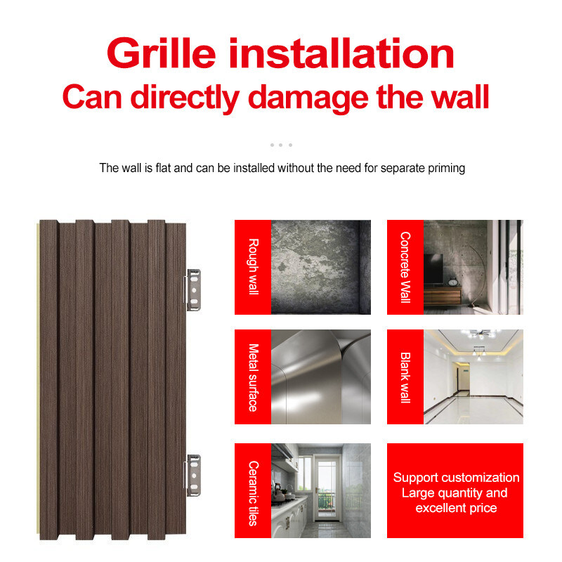 لوحات الحائط الداخلية الزخرفية WPC 3D لوحات الشواية الخشب الصلب