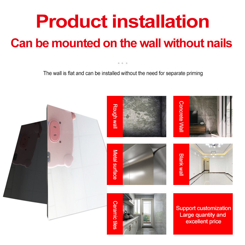 الزخرفة الداخلية 5 ملم المرآة الخشب الجدار لوحة الجدار بي في سي