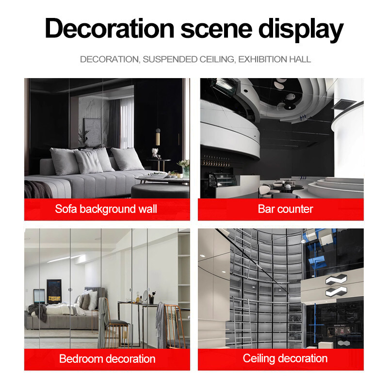 الزخرفة الداخلية 5 ملم المرآة الخشب الجدار لوحة الجدار بي في سي