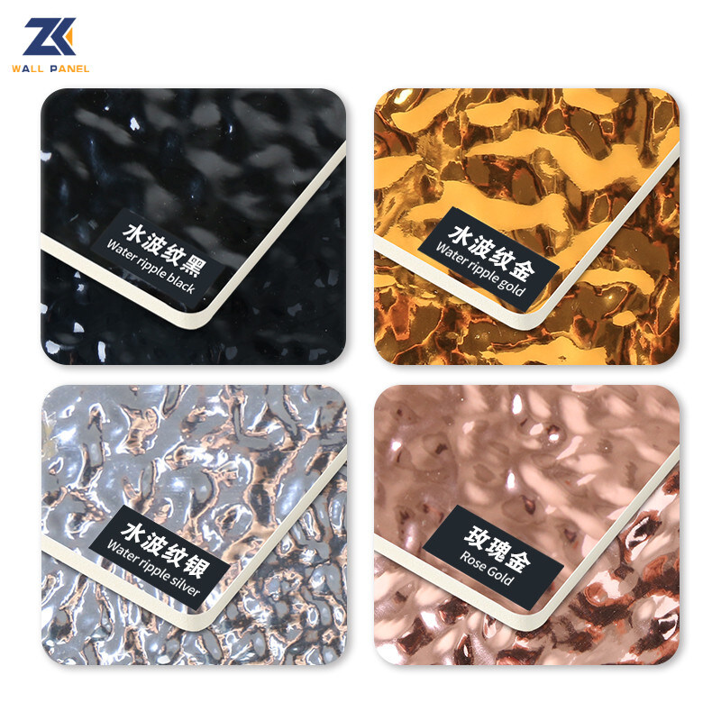 ديكور مقاوم للحريق Water Ripple 3D Wood Plastic Bamboo Charcoal Wall Panels