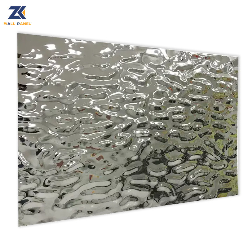 ديكور مقاوم للحريق Water Ripple 3D Wood Plastic Bamboo Charcoal Wall Panels