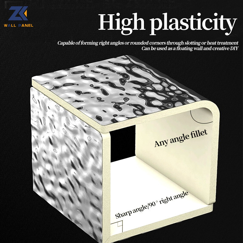 PET 3D تموج الماء القشرة الخشبية 8 مم عالية الكثافة الخيزران الفحم الخشب لوحة الحائط