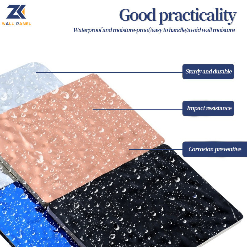 PET 3D تموج الماء القشرة الخشبية 8 مم عالية الكثافة الخيزران الفحم الخشب لوحة الحائط