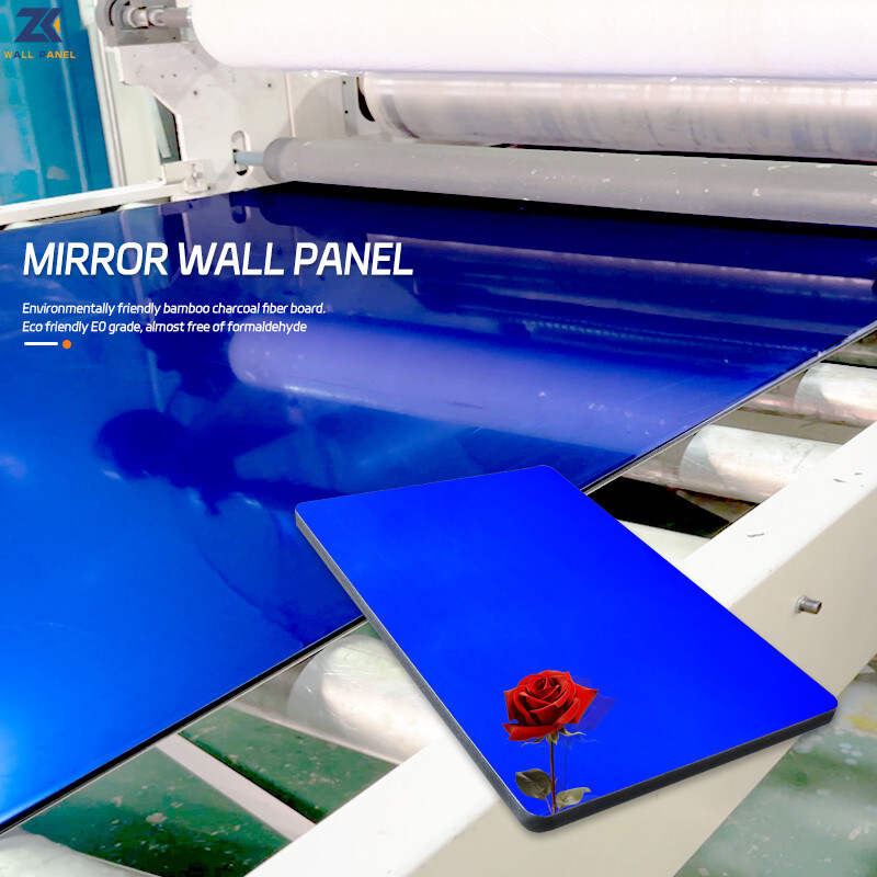 KTV الحديثة الخفيفة الفاخرة مرآة خشبية قشرة مجلس الخيزران الفحم لوحة الحائط PET