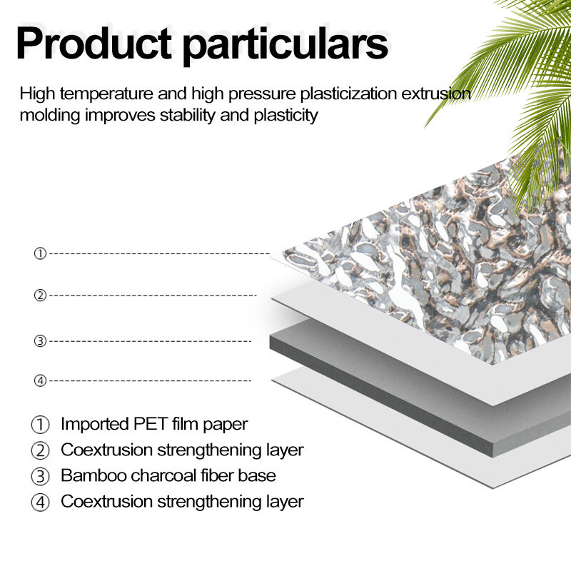 ألواح الحائط الزخرفية المقاومة للماء نمط موجة المياه الخيزران الفحم الخشبي ألواح التشطيب الخشبية