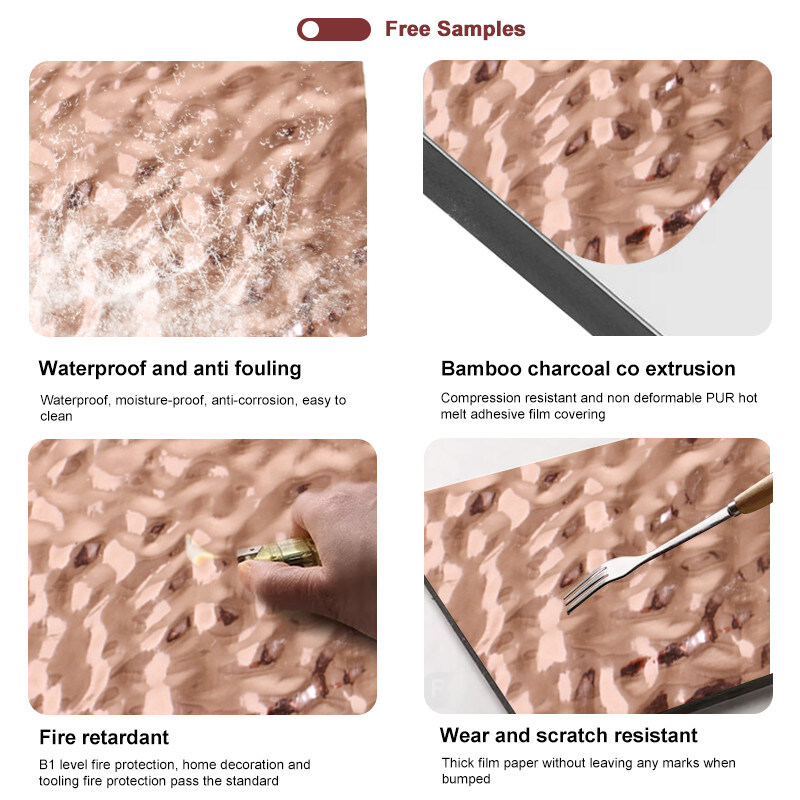 ألواح الحائط الزخرفية المقاومة للماء نمط موجة المياه الخيزران الفحم الخشبي ألواح التشطيب الخشبية